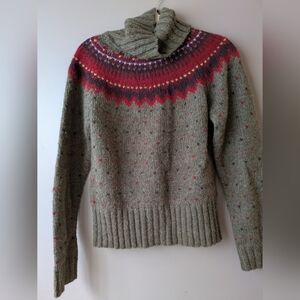 J Crew Fair Isle Wool Blend Turtle Neck Sweater M